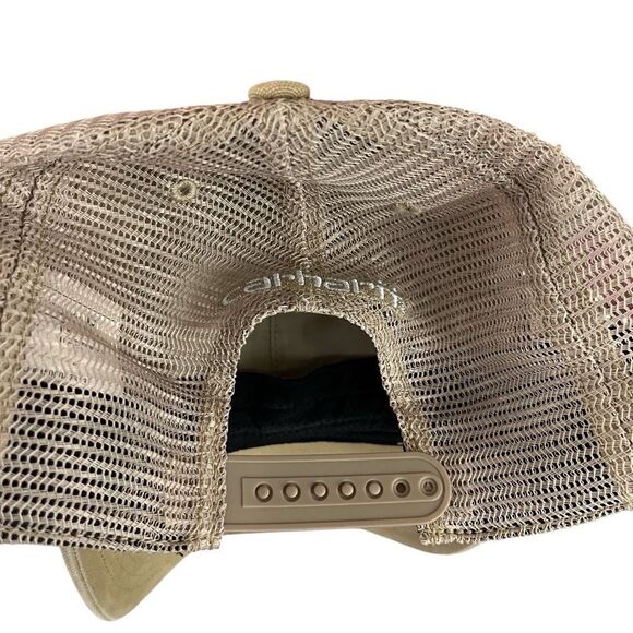 CARHARTT Canvas Mesh-Back Buffalo Cap Hat • Khaki 100286 Snapback Trucker - Picture 3 of 6